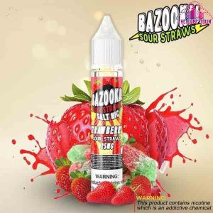 Bazooka Strawberry Sour Straws Nic Salt Fruity Iced - 30ml